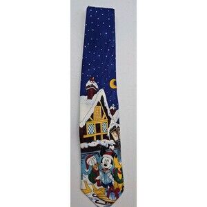 Walt Disney Mens Christmas Neck Tie Mickey Mouse Goofy Donald Duck Colorful